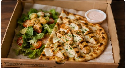Chicken Flatbread Box close-up food photo