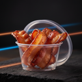 Crispy bacon in a 2oz portion cup