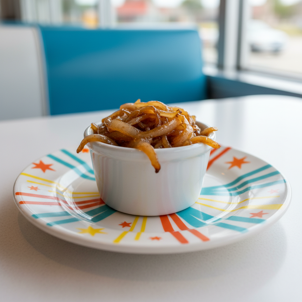 Grilled Onions on starburst diner plate