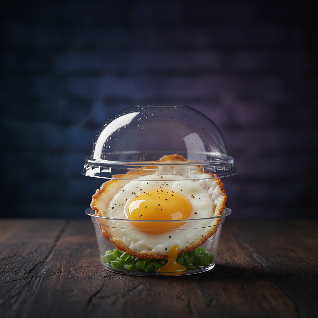 Fried egg in a 2oz portion cup
