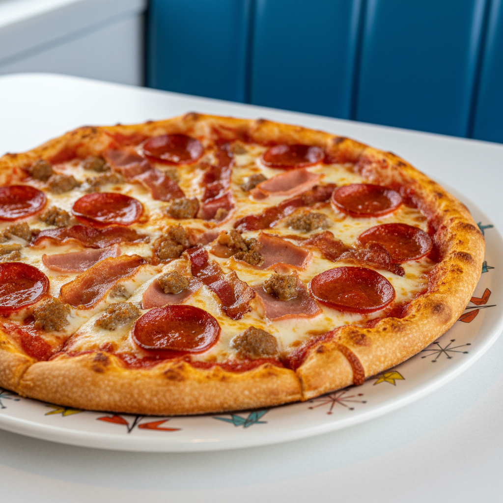 Meat Lover Pizza on starburst diner plate