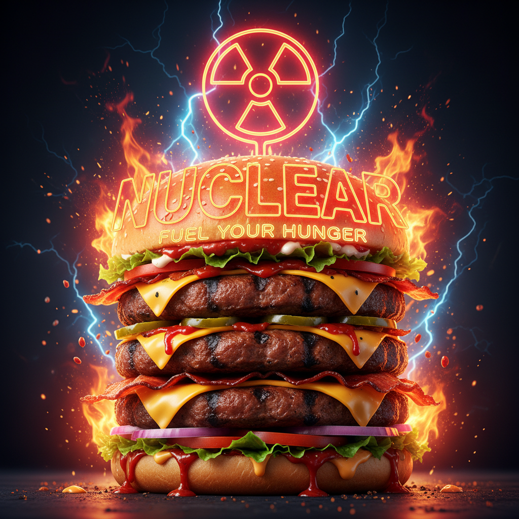 Nuclear Style – Triple stacked burger with 3 patties